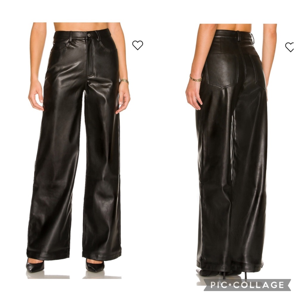 WeWoreWhat Black Faux Leather Wide Leg Pants